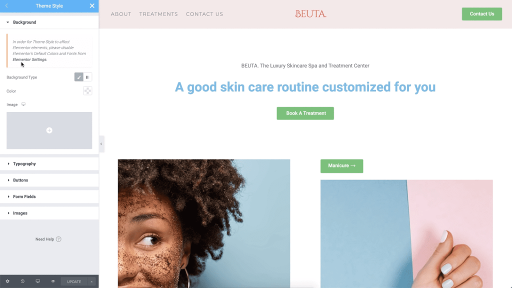 테마 스타일 Elementor theme styles