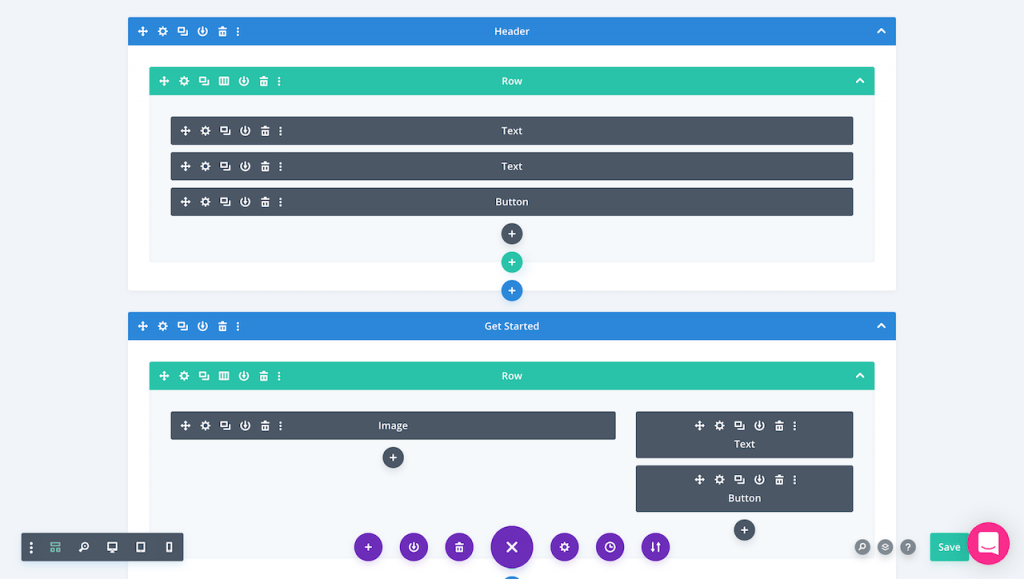 Backend editor of the Divi with wireframe option