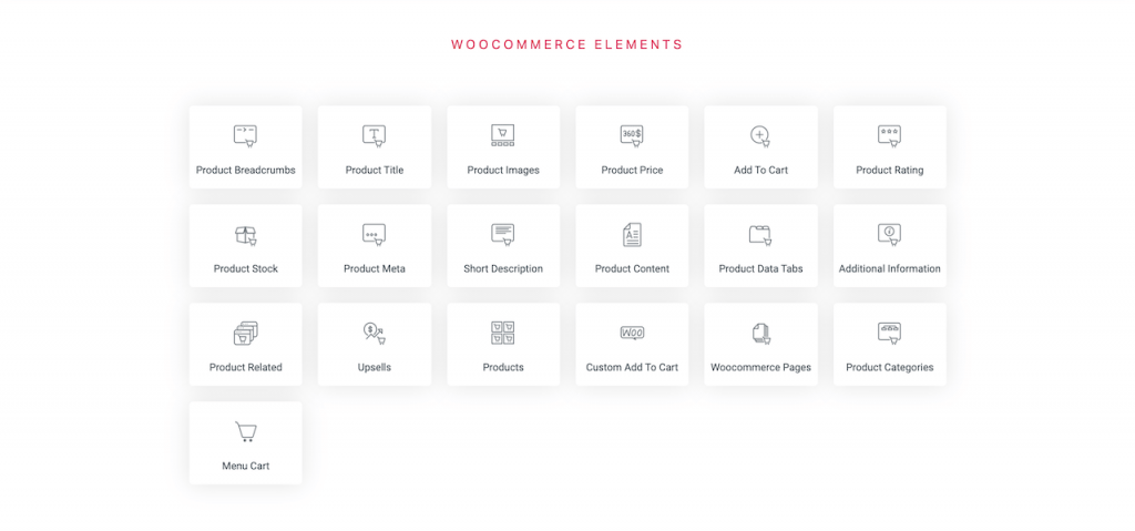 Elementor page builder Woocommerce elements