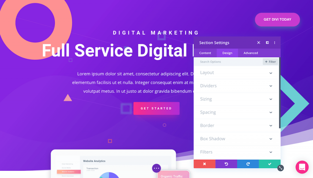 Divi visual builder
