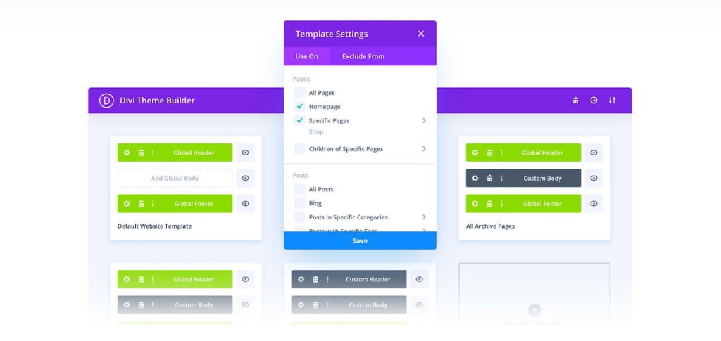 Divi theme builder settings
