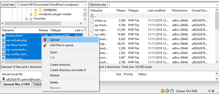 Instal ulang WordPress FTP