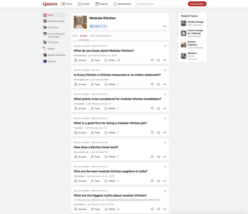 주제의 Quora 질문