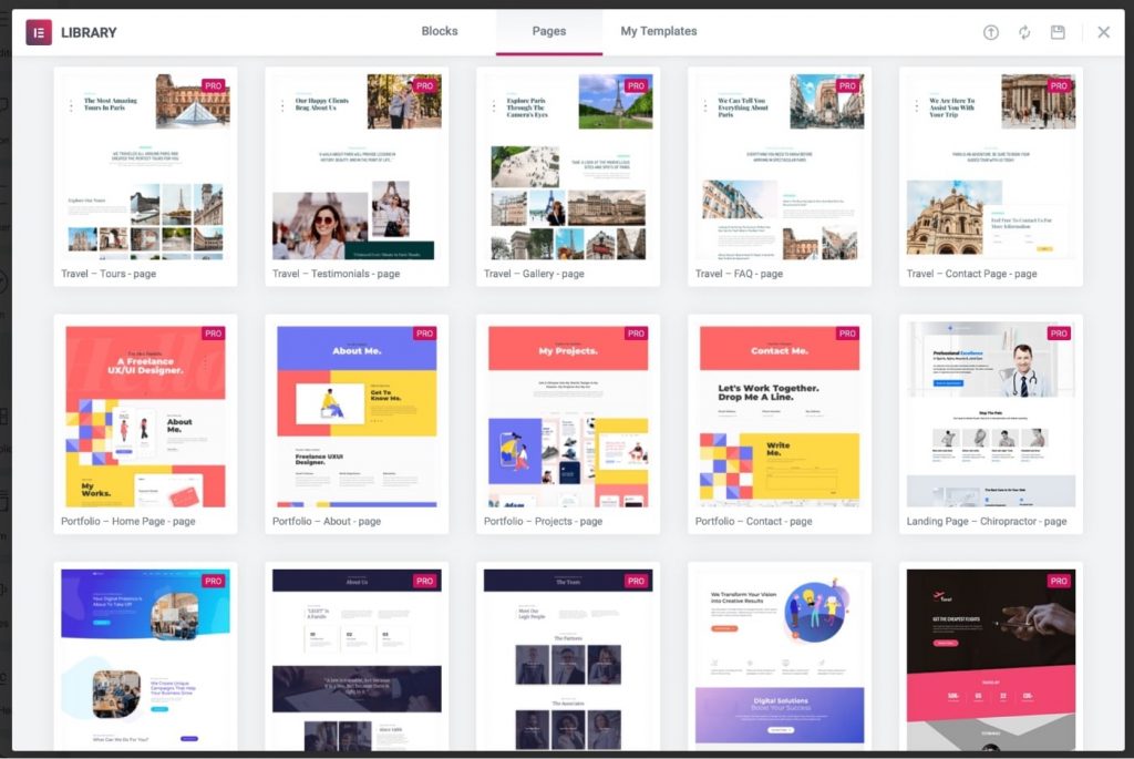 Elementor 템플릿 라이브러리