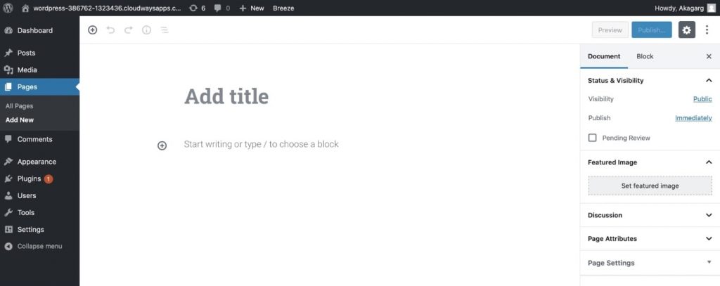 처음부터 웹 사이트를 구축하는 WordPress 편집기