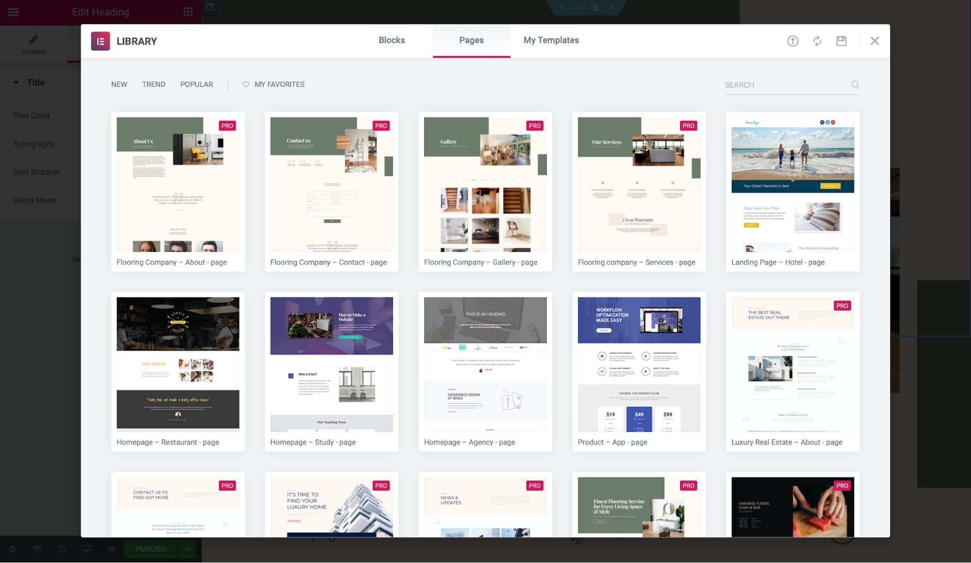 Perpustakaan Template Elementor Premium