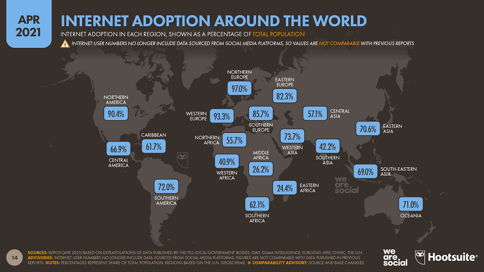 Peta Adopsi Internet berdasarkan Wilayah (Dunia, April 2021)-min