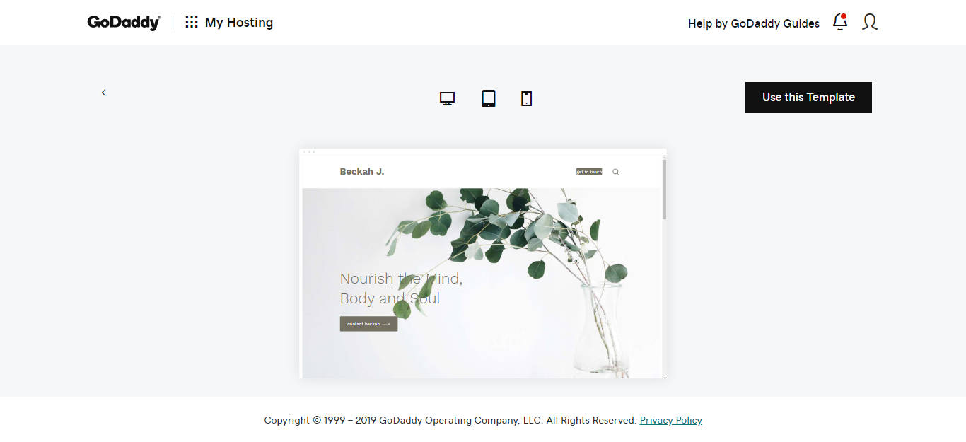 Предварительный просмотр темы для управляемого хостинга WordPress от GoDaddy.