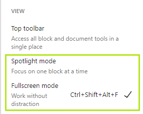 Mode Spotlight dan Layar Penuh Gutenberg