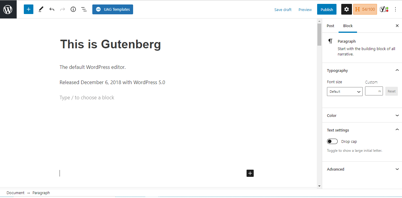 Editor WordPress Default - Gutenberg