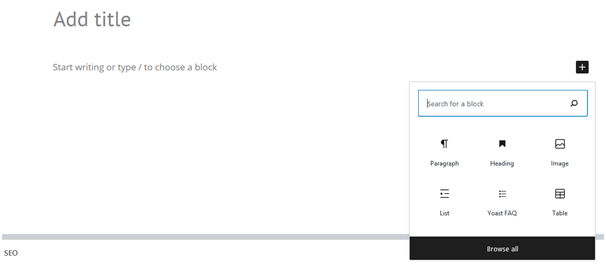 Sangat mudah untuk menambahkan blok ke halaman di editor Gutenberg