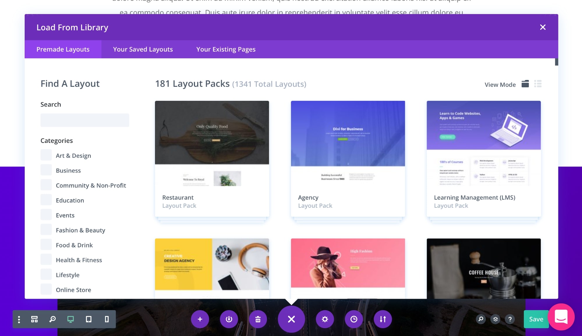 Perpustakaan Template Divi