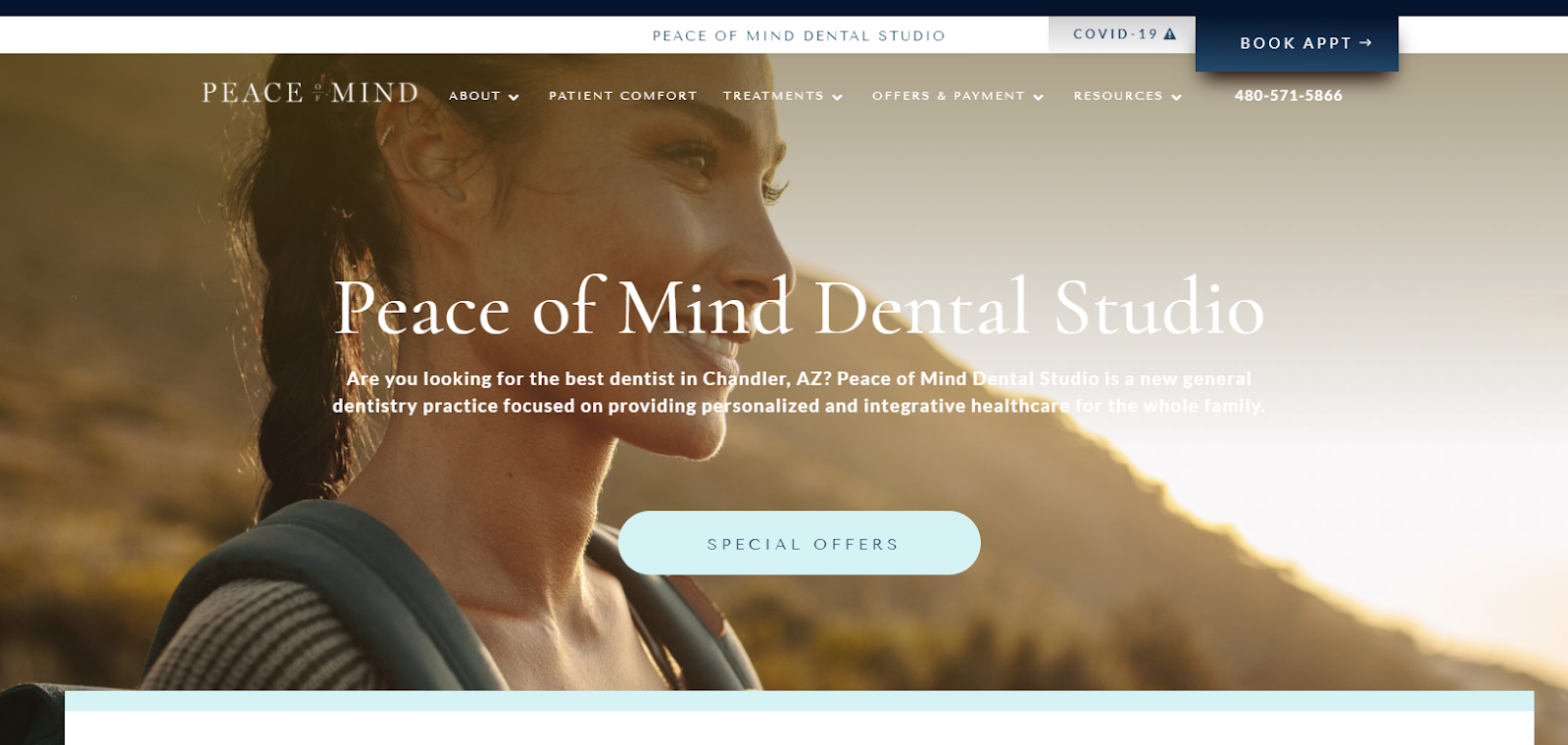 Situs web Peace of Mind Dental Studio