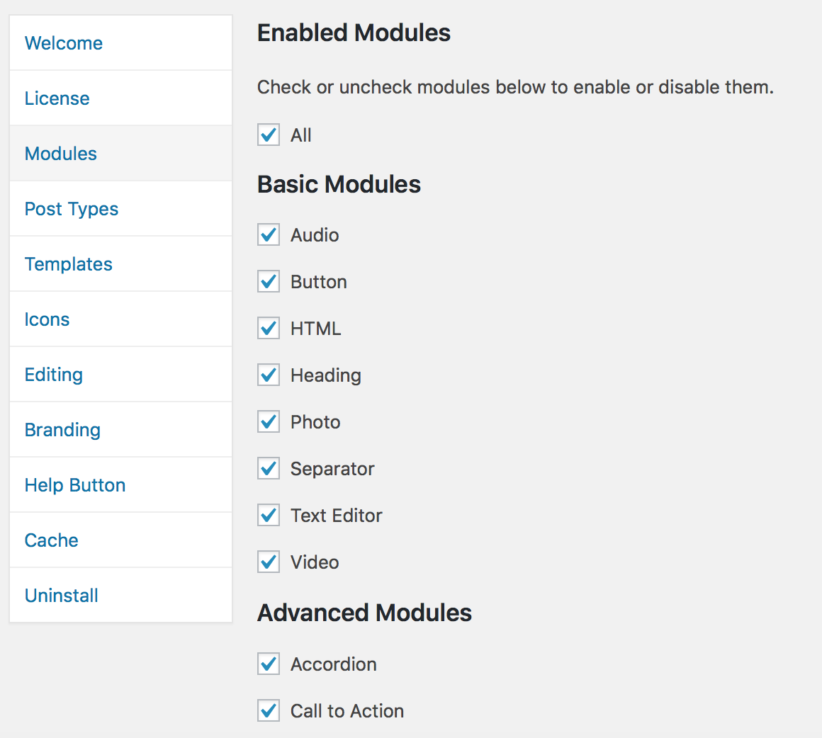 Pengaturan modul Beaver Builder