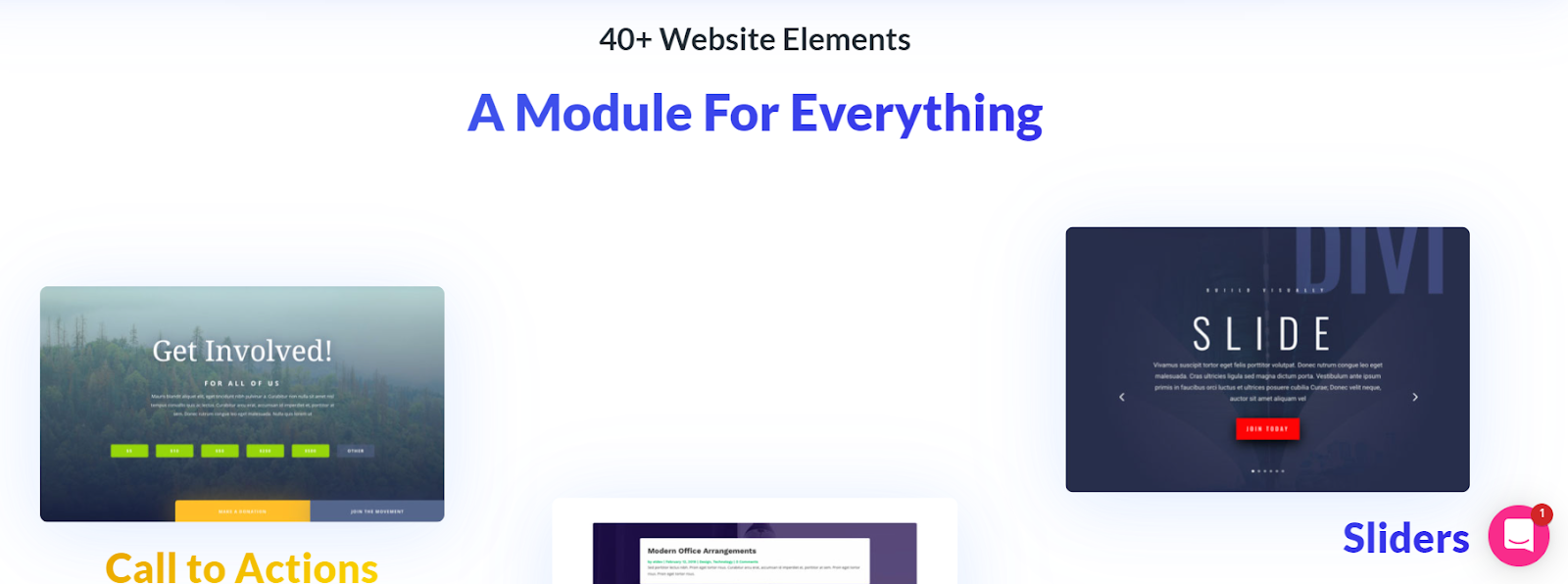Bagian elemen situs web Divi Builder di situs webnya