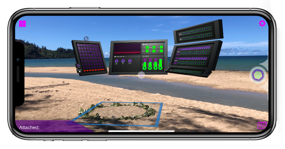 Синтезатор дополненной реальности на пляже