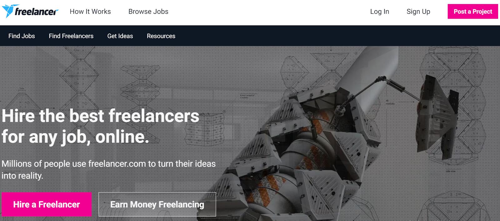 Página inicial do freelancer