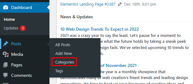 WordPress 类别部分