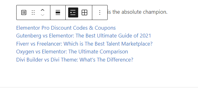 WordPress 最新帖子块以列表格式显示一些帖子