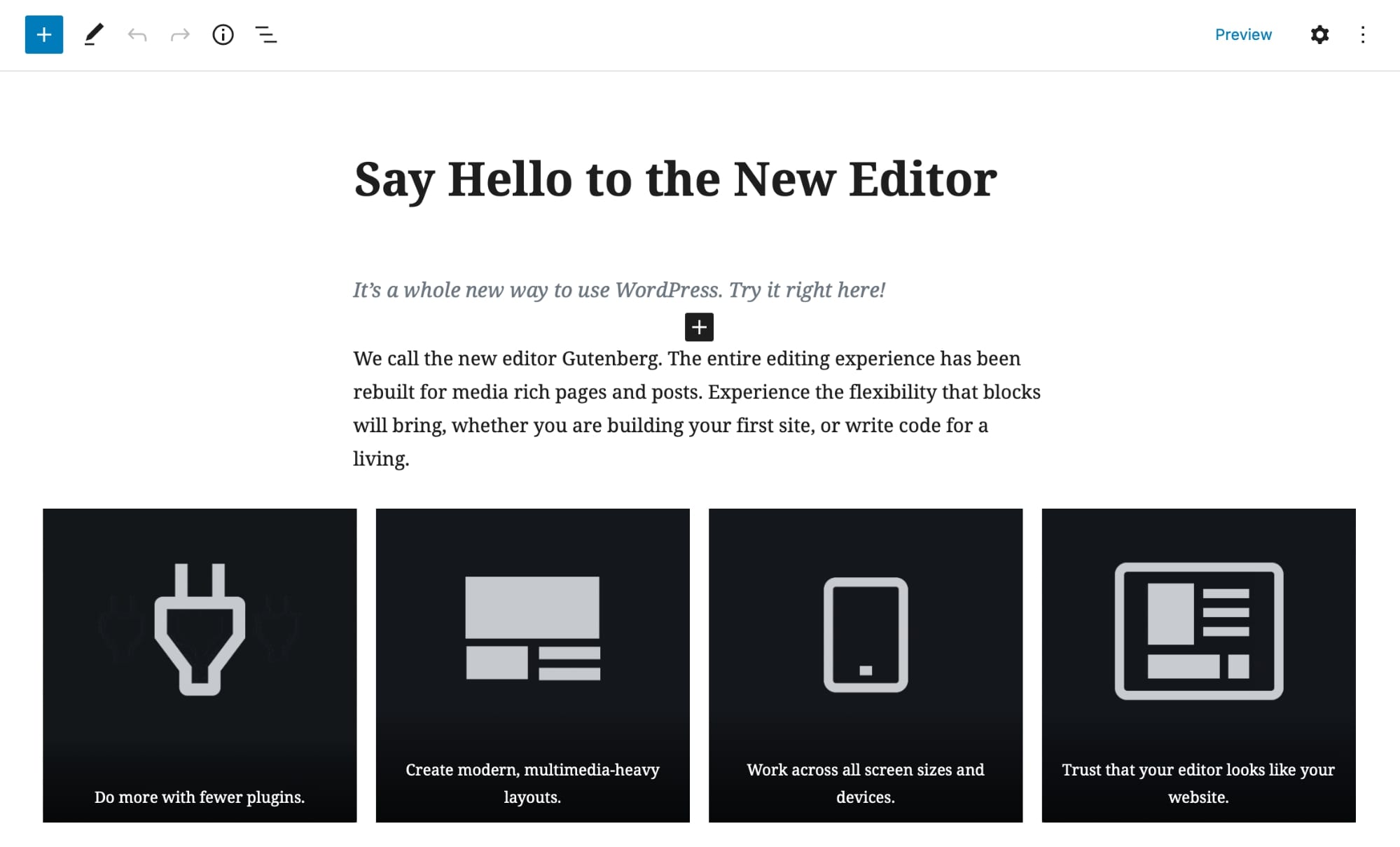 Editor de blocos Gutenberg