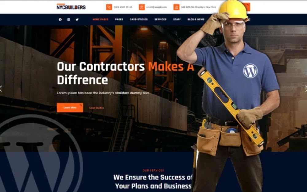 การเข้ารหัสไม่ใช่อุปสรรค: ธีม WordPress 10 อันดับแรกพร้อม Visual Composer NYC Builders - Building Construction WordPress Theme