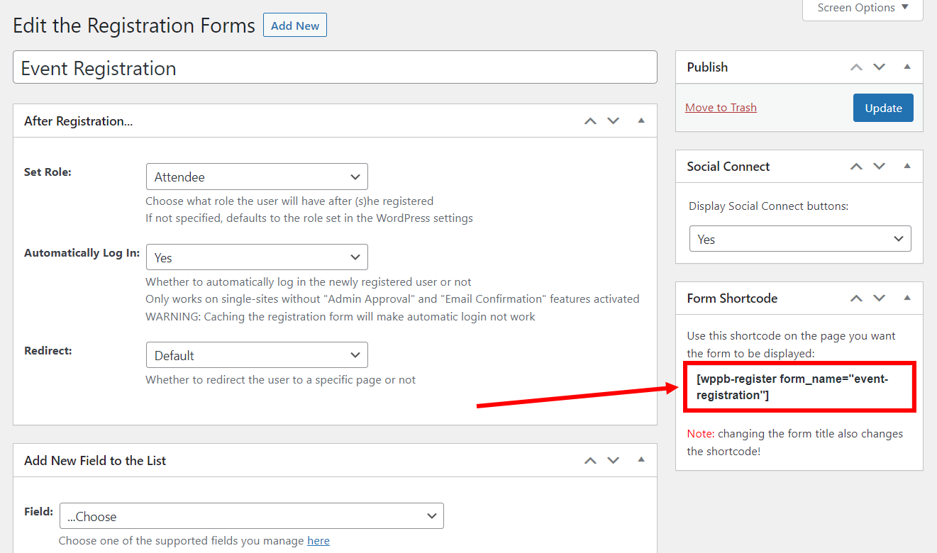 WordPress Etkinlik Kayıt Formu Kısa Kodu