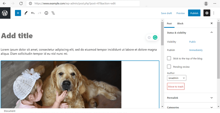 تمت إضافة المحتوى إلى WordPress Post