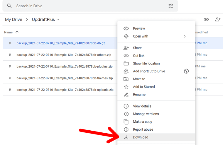 قم بتنزيل WordPress Database Backup إلى الكمبيوتر