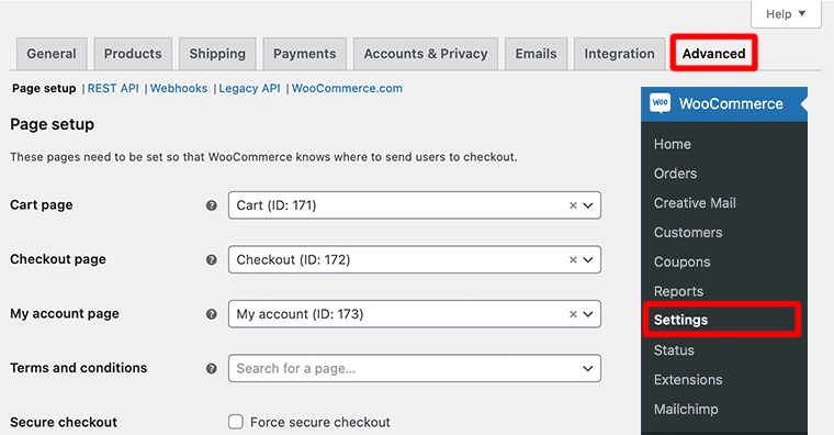 إعدادات WooCommerce المتقدمة