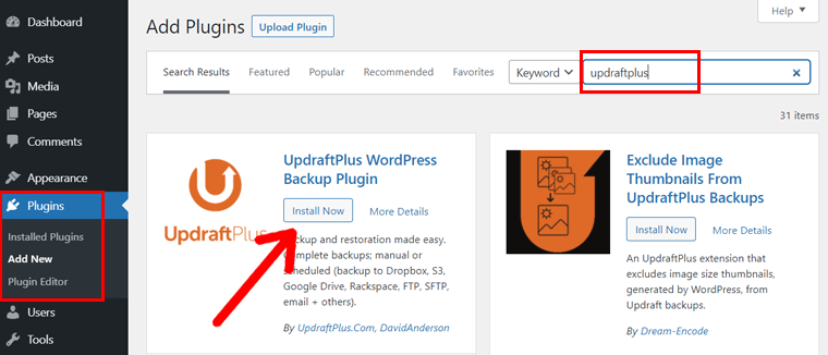 قم بتثبيت البرنامج المساعد UpdraftPlus WordPress الآن
