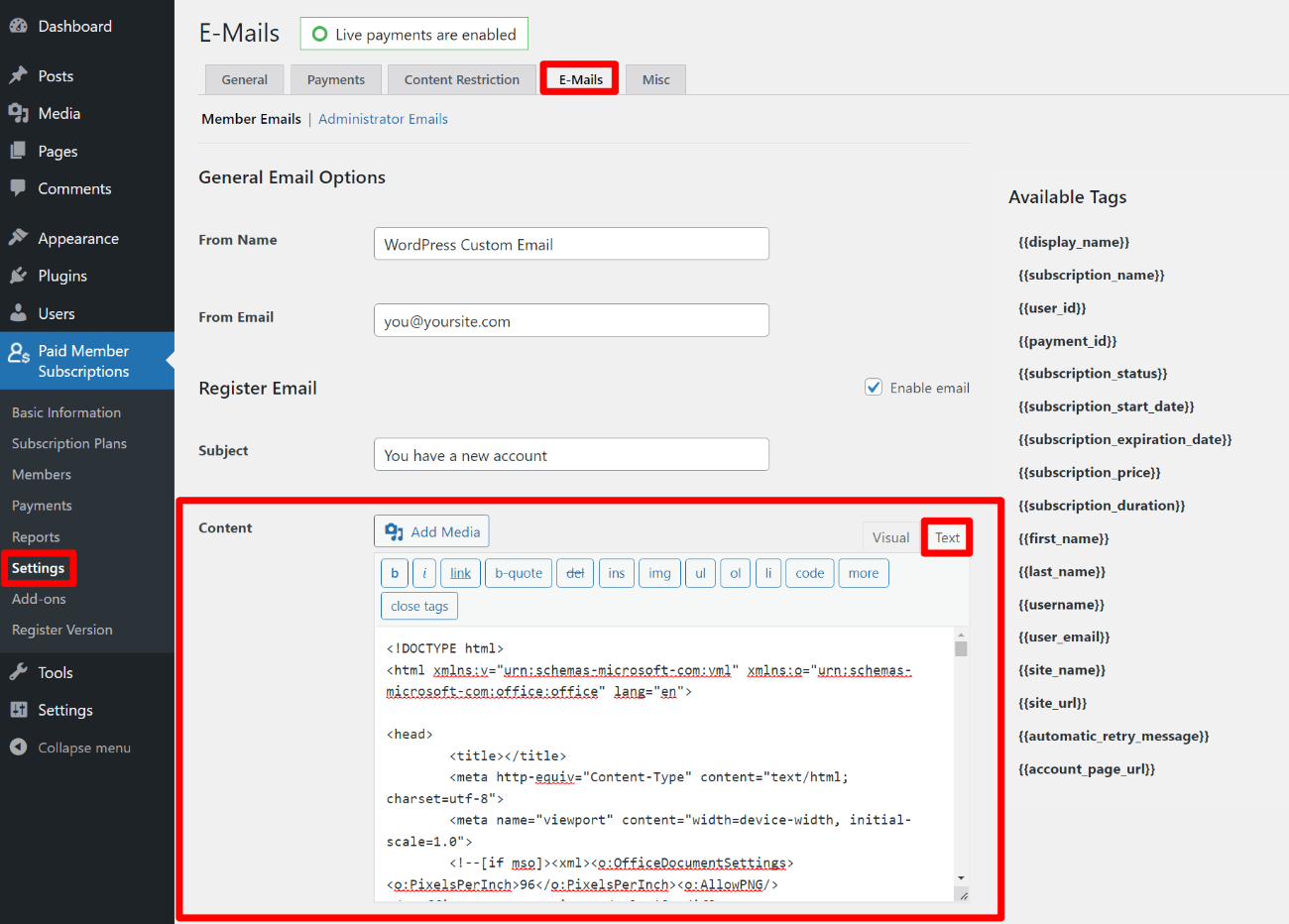 Come personalizzare le e-mail di WordPress negli abbonamenti a pagamento