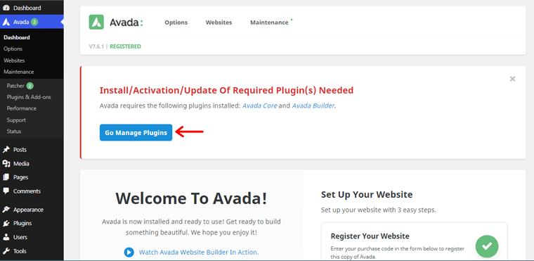 Faceți clic pe Go Manage Plugins