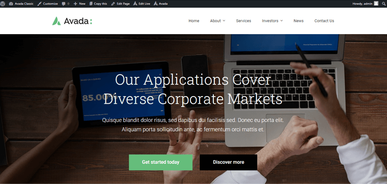 Avada Demo Website Live