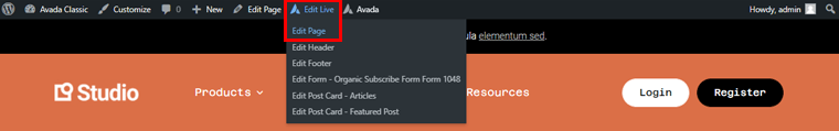 Accesați Editare live și faceți clic pe opțiunea Editare pagină