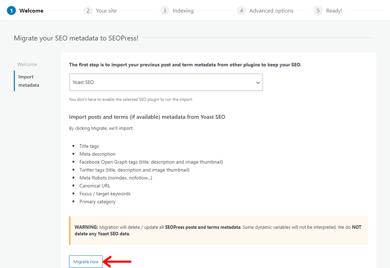 Selezione di un altro plug-in per importare i dati
