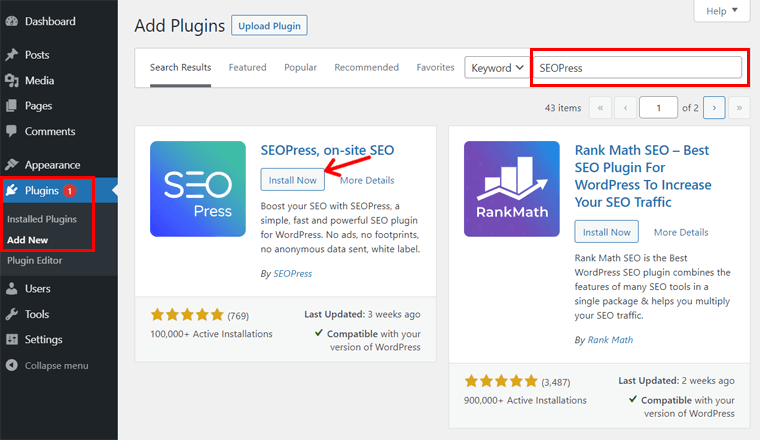 Recensione del plugin di installazione di SEOPress