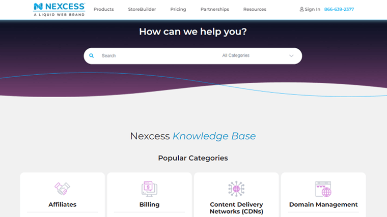 Page d'assistance Nexcess