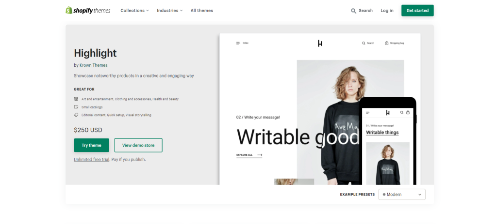 2022년 최고의 무료 Shopify 테마 10개 6