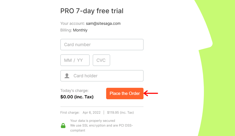 معلومات الدفع لاستخدام Semrush مجانًا
