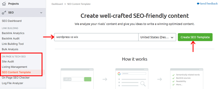 قالب محتوى SEO