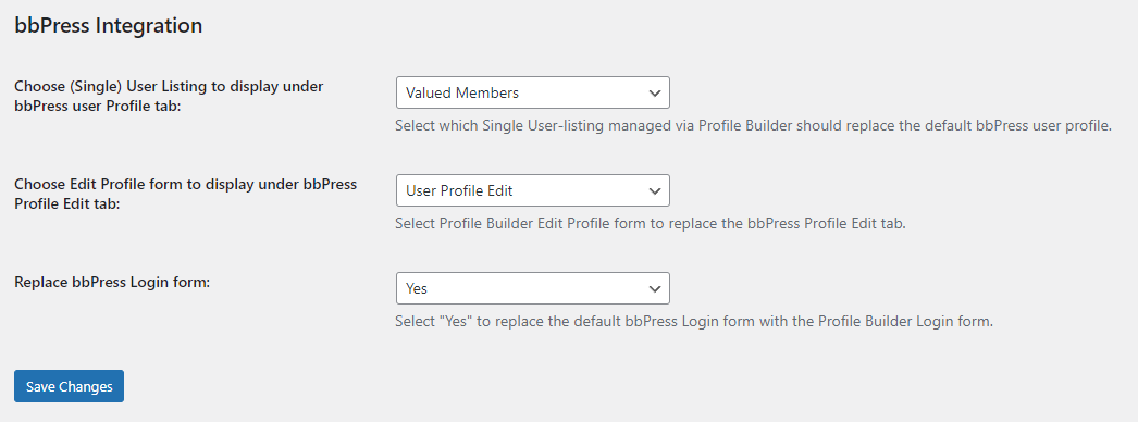 bbPress-Integrationseinstellungen