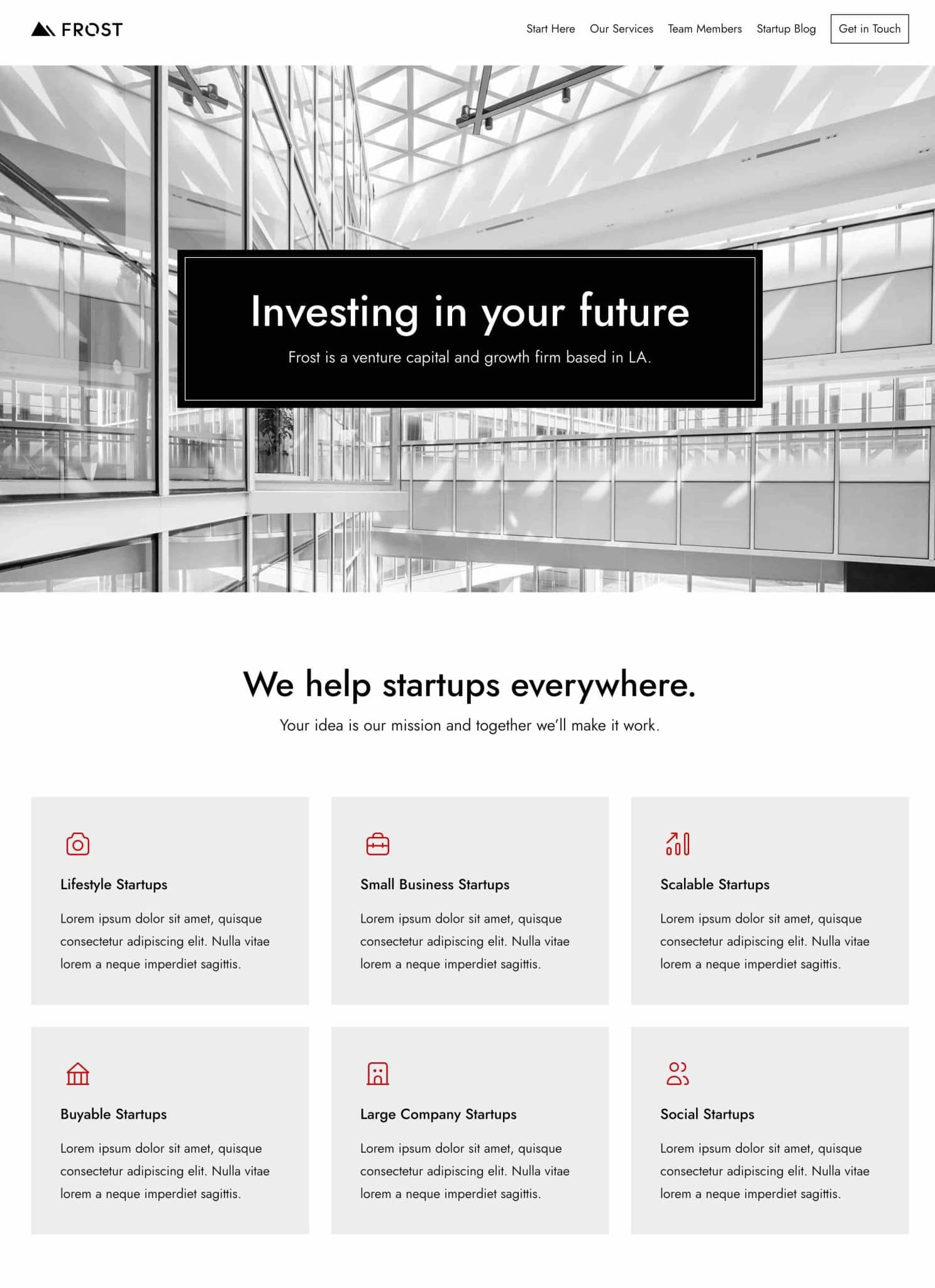 Frost Venture Capital 样本网站。