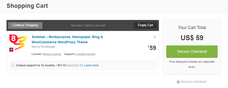 Achat du thème WordPress Soledad