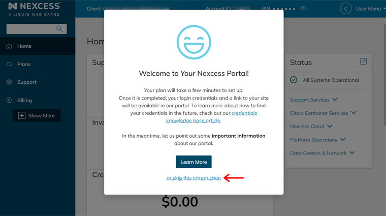 Información del panel de Nexcess