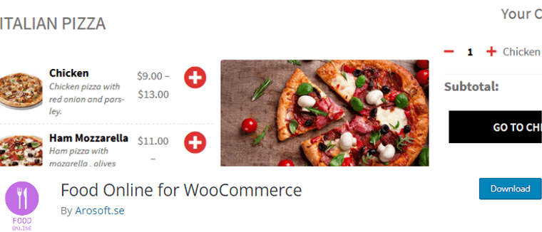 Comida online para WooCommerce e site WordPress