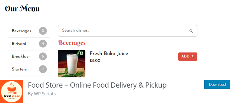 Loja de alimentos adicionando pedidos on-line ao site