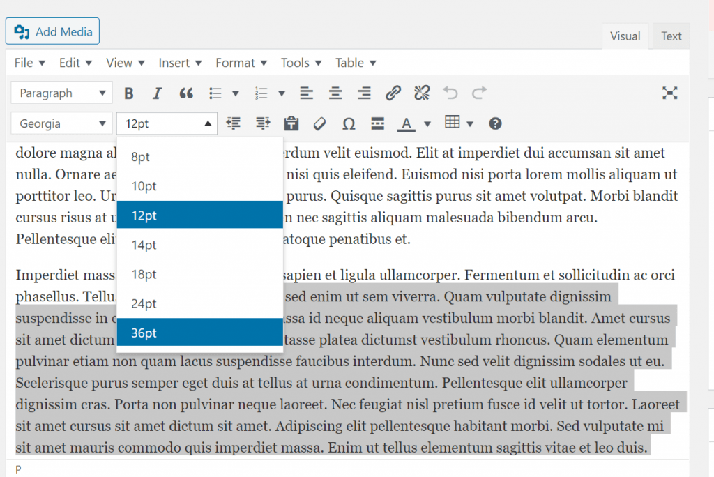 Comment changer la taille de la police dans WordPress