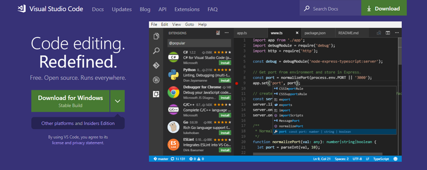 Visual Studio Code açık kaynak