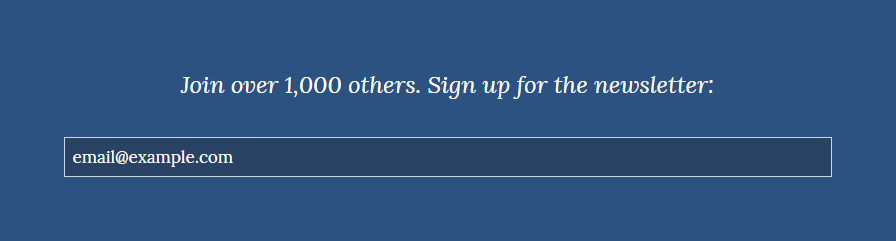 Captura de tela de um formulário de inscrição de e-mail personalizado usando o plug-in MB Views.