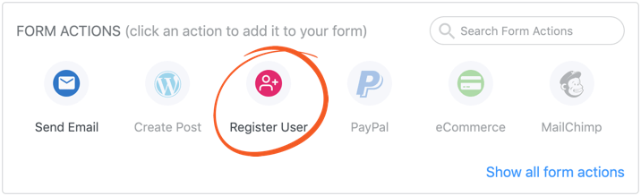 Impostazioni modulo per la registrazione
